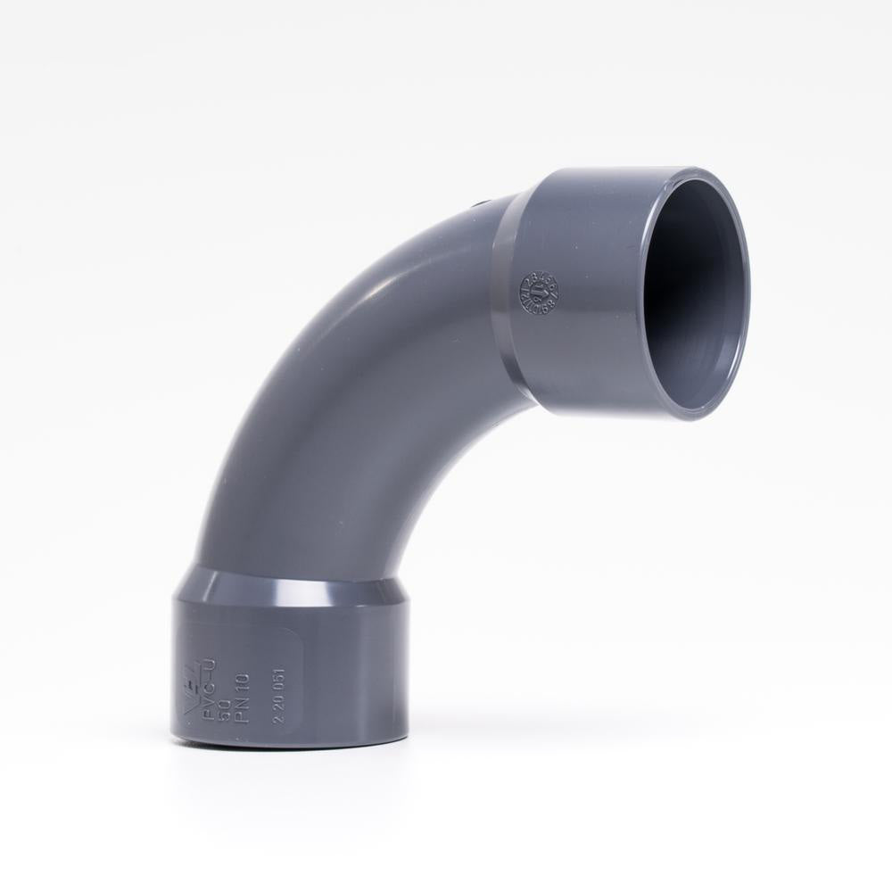 PVC-böj 90° med limanslutningar PVC-böj 90° med limanslutningar
